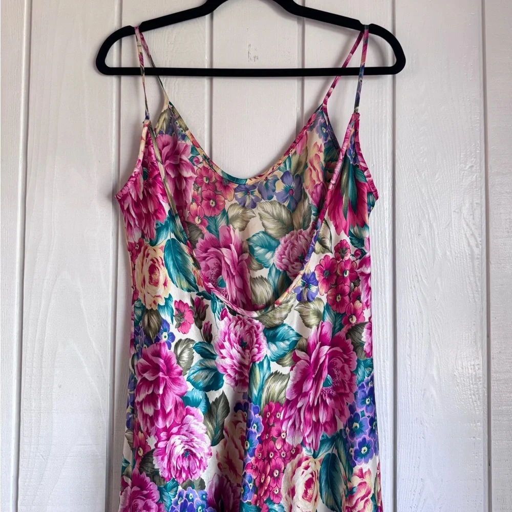 Vintage L.A. Intimates Floral Satin Slip Dress - Picture 4 of 6